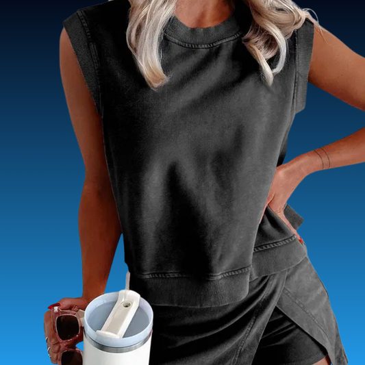 Women’s Cotton Tank Top & Split Athletic Skirt Set