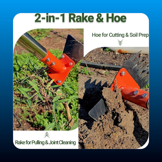 2-in-1 Garden Hoe & Weed Puller Rake