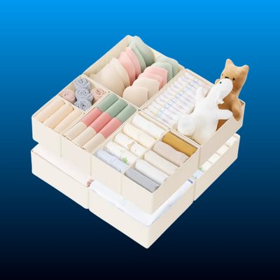 10-Pack Plastic Foldable Square Drawer Organizer Bins Set