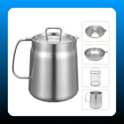 Stainless Steel Deep Fryer Pot with Basket & Strainer