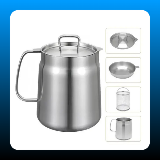Stainless Steel Deep Fryer Pot with Basket & Strainer