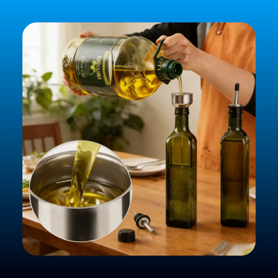 2 Pcs Green Glass Olive Oil Dispenser and Vinegar Dispenser Set