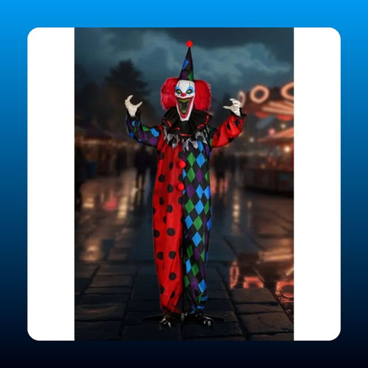 Animated Harlequin Evil Clown Prop
