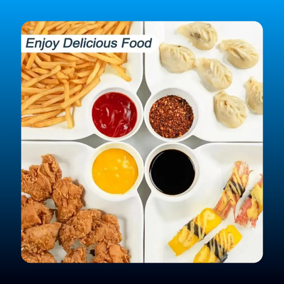 Divided Plates with Sauce Compartment (4 Pack)