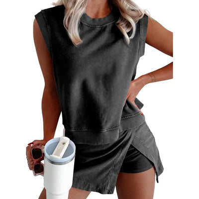 Women’s Cotton Tank Top & Split Athletic Skirt Set