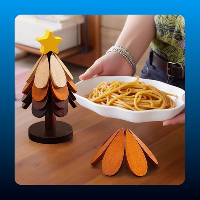 Walnut Tree-Shape Natural Wood Trivet Set
