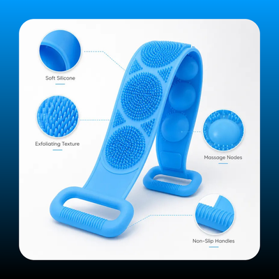 Double-Sided Exfoliating Back Scrubber with Mesh Sponge