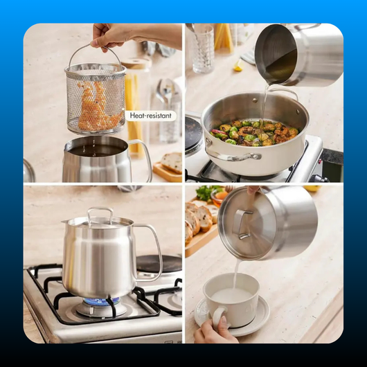 Stainless Steel Deep Fryer Pot with Basket & Strainer