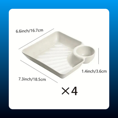 Divided Plates with Sauce Compartment (4 Pack)