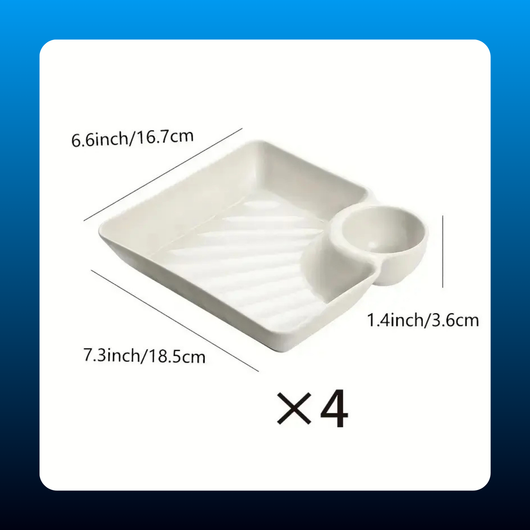 Divided Plates with Sauce Compartment (4 Pack)