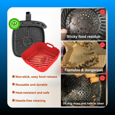 Silicone Air Fryer Square Liners (2 Pack)