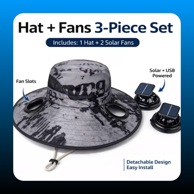 USB & Solar Powered Summer Sun Hat with Dual Fans