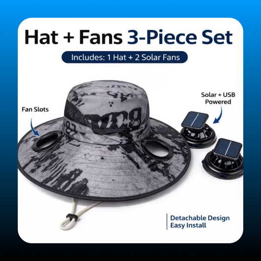 USB & Solar Powered Summer Sun Hat with Dual Fans