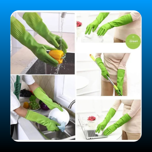 Rubber Long Cleaning Gloves (3 pack)