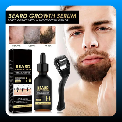 Beard Growth Serum & Beard Massage Derma Roller