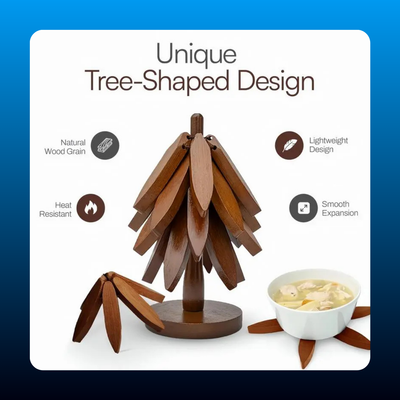 Walnut Tree-Shape Natural Wood Trivet Set