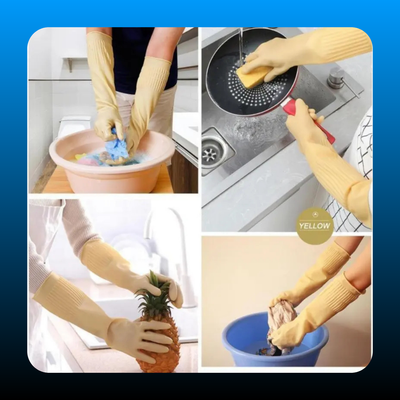 Rubber Long Cleaning Gloves (3 pack)