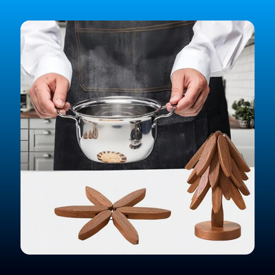 Walnut Tree-Shape Natural Wood Trivet Set