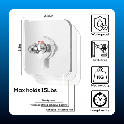 Heavy-Duty Self-Adhesive Wall Hooks Set