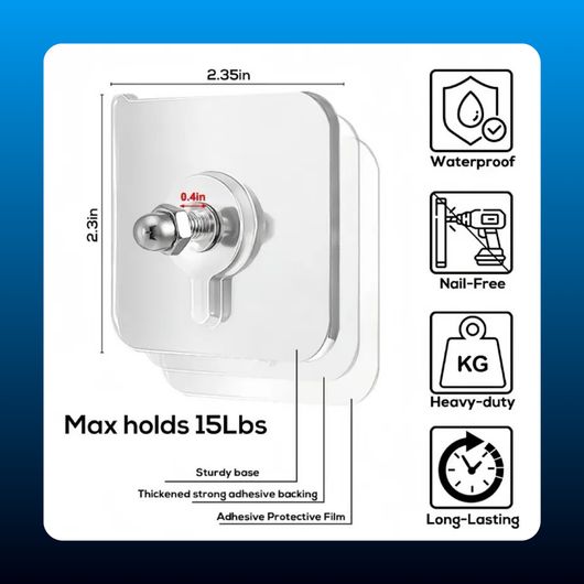 Heavy-Duty Self-Adhesive Wall Hooks Set
