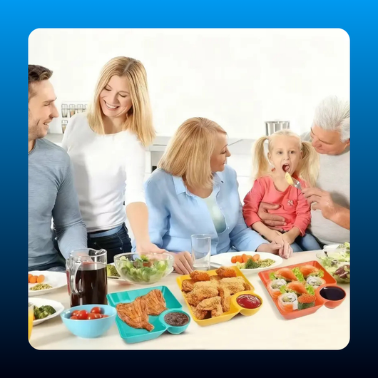 Divided Plates with Sauce Compartment (4 Pack)