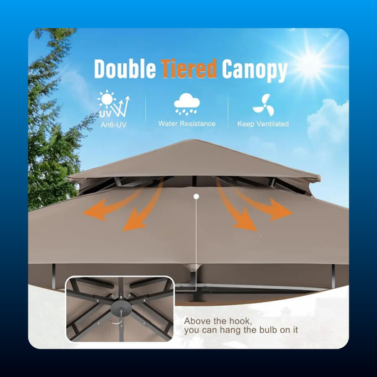 Double Tiered BBQ Grill Gazebo Canopy