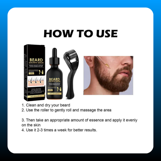 Beard Growth Serum & Beard Massage Derma Roller