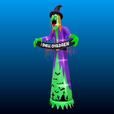 Giant Inflatable Witch with Banner
