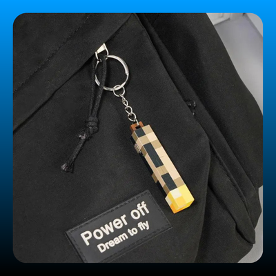 Pixel Torch Night Light Keychain