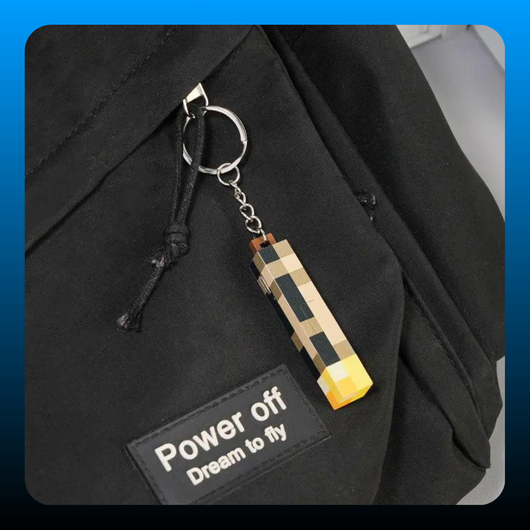Pixel Torch Night Light Keychain
