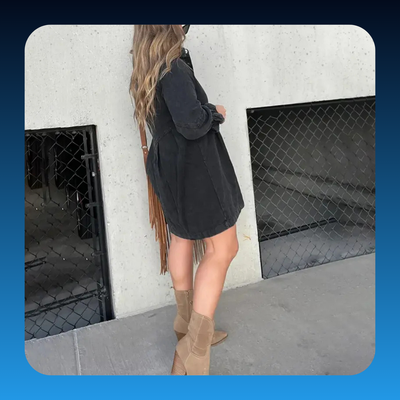 Washed Denim Puff Sleeve Mini Dress