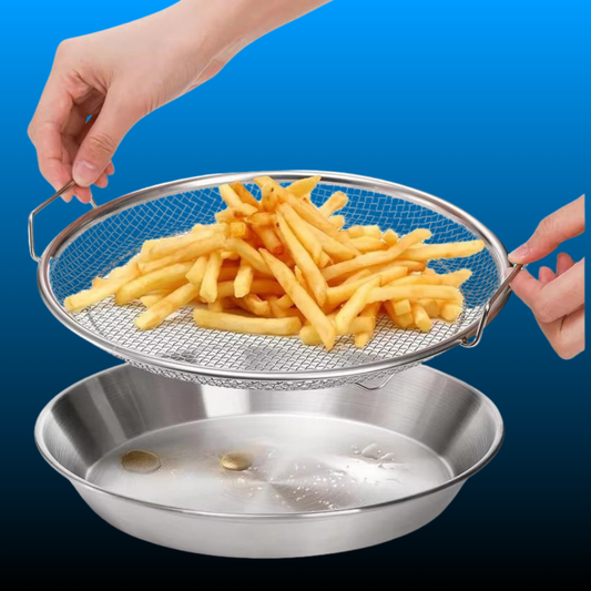 Stainless Steel Heavy-Duty Frying & Oil-Draining Rack with Tray