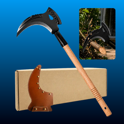 Forged Garden Sickle Hoe with Leather Sheath