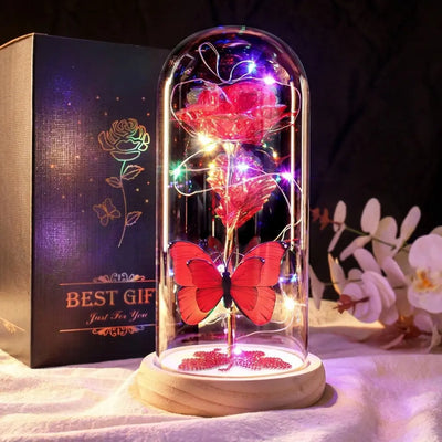 Eternal Flower Light Up Galaxy Rose in Glass Dome