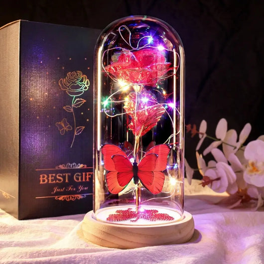 Eternal Flower Light Up Galaxy Rose in Glass Dome