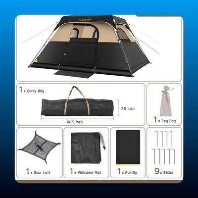 Instant Cabin Tent with Gear Loft