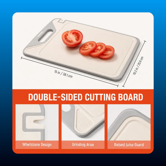 Double-Sided Cutting Board with Knife Sharpener