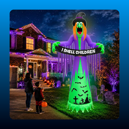 Giant Inflatable Witch with Banner