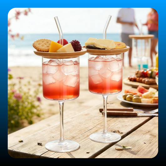 Glass with Charcuterie Board and Straw Combo (2 Pcs)