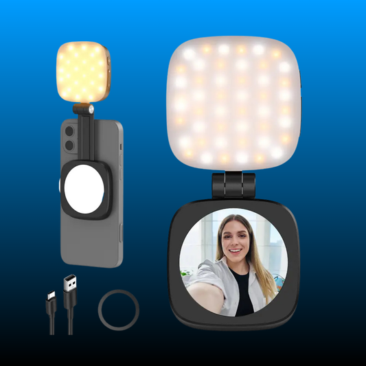 Foldable LED Ring Light with Mirror & Stand