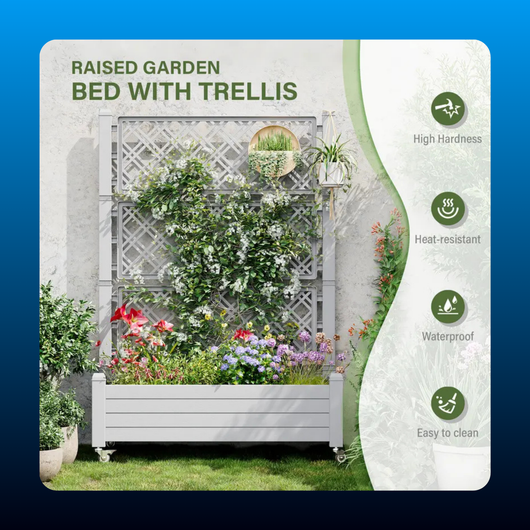 Raised Planter Box with Trellis