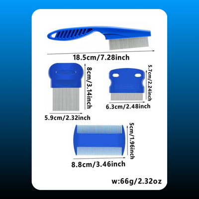 4pcs Blue Scalp Lice Comb Set