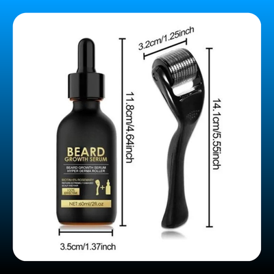 Beard Growth Serum & Beard Massage Derma Roller
