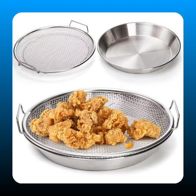 Stainless Steel Heavy-Duty Frying & Oil-Draining Rack with Tray