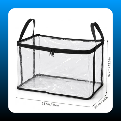 Large Transparent Plastic Storage Box with Zipper Flip Lid