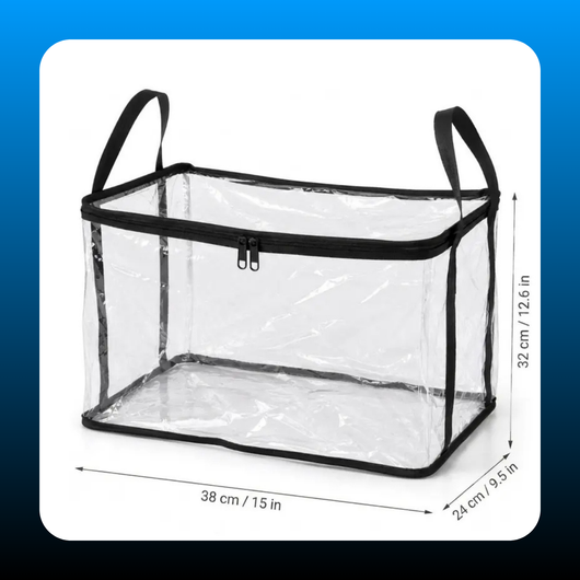 Large Transparent Plastic Storage Box with Zipper Flip Lid