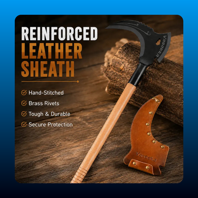 Forged Garden Sickle Hoe with Leather Sheath