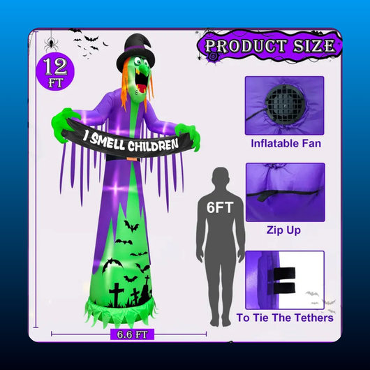 Giant Inflatable Witch with Banner