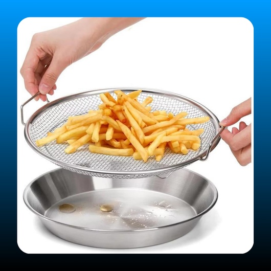 Stainless Steel Heavy-Duty Frying & Oil-Draining Rack with Tray