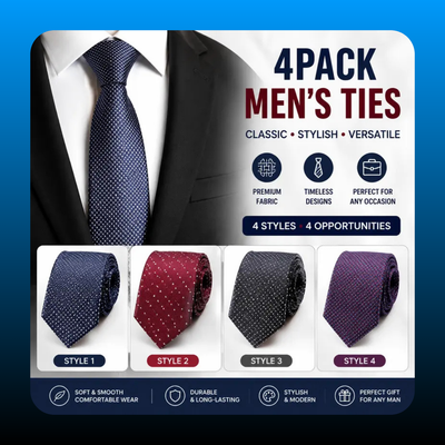 Men's 4-Pack Assorted Boxed Classic Neckties